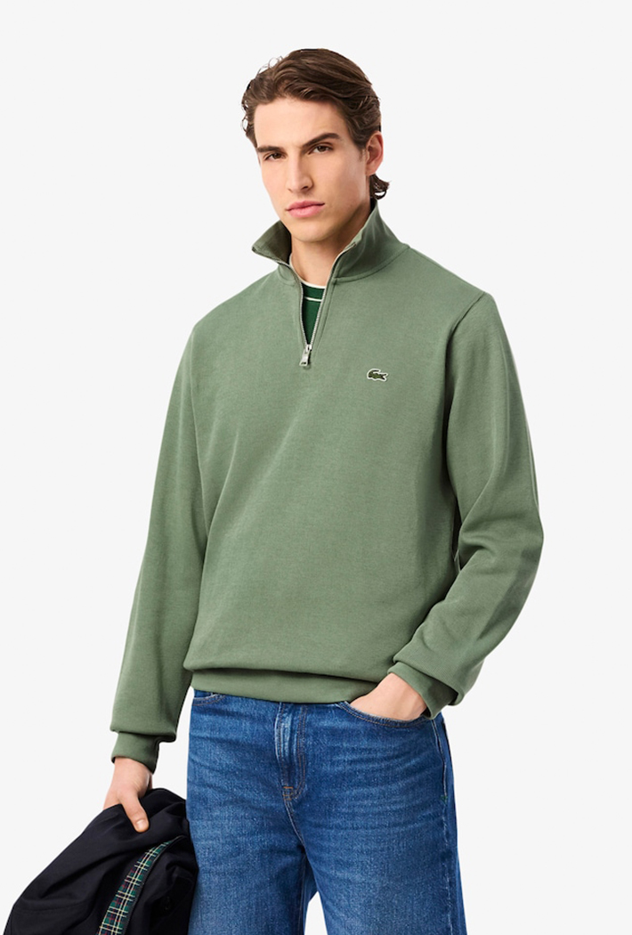 Lacoste Men's Zip-Up High Neck Interlock Sweatshirt