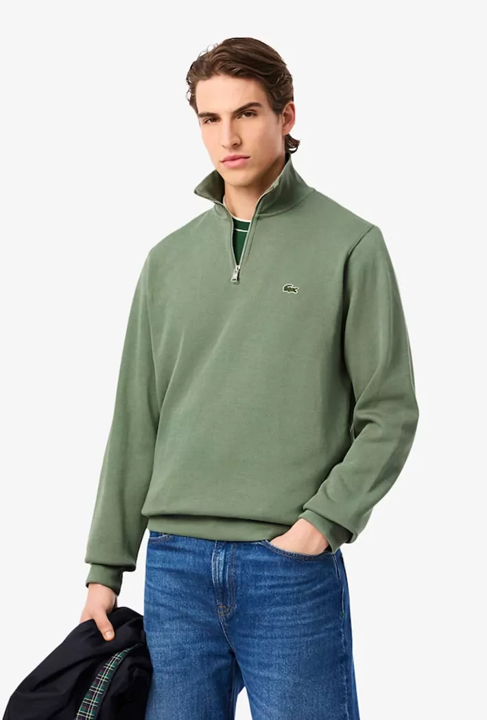 Lacoste Men's Zip-Up High Neck Interlock Sweatshirt