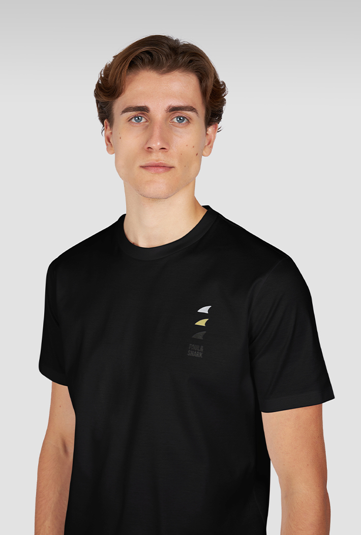 Paul & Shark Aqua Touch Cotton T-Shirt With Shark Fin Embroidery
