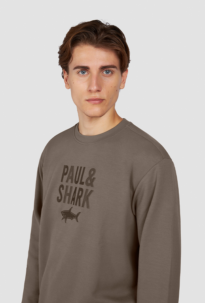 Paul & Shark Embroidered Logo X-Soft Fleece Cotton Sweatshirt