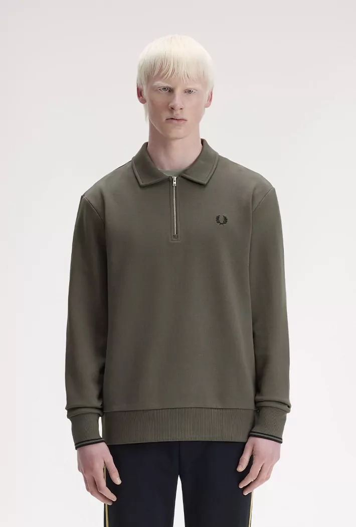 Fred Perry Half Zip Collared Sweatshirt